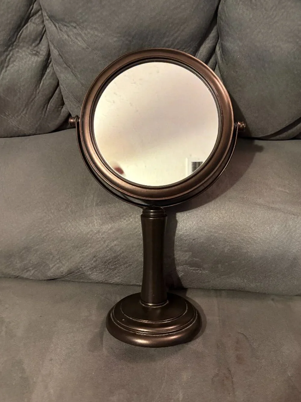 Hand Crafted 2-Sided Dual Mirror-Standing w/Pedestal Base-1 side Magnifying-VGUC